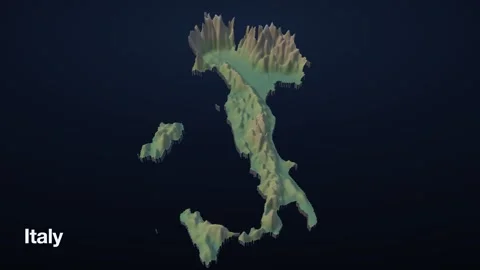 Italy 3D elevation relief map 스톡 동영상 340607742