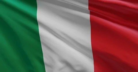Italy 3D Flag Animation Closeup (3D Rendering) Stock Footage