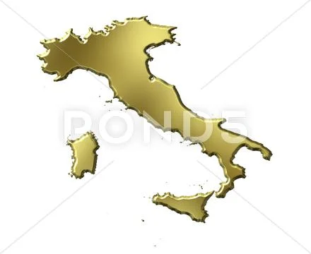 Italy 3d golden map Stock Illustration