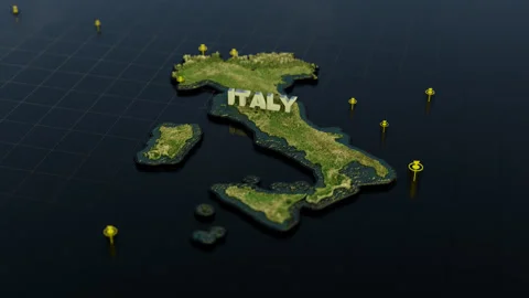 Italy 3D Map With Animation Stock Footage 307129420
