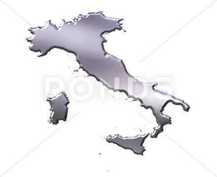 Italy 3D Silver Map Stock Illustration