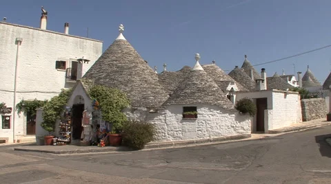 Italy Alberobello with trulli houses Stock Footage