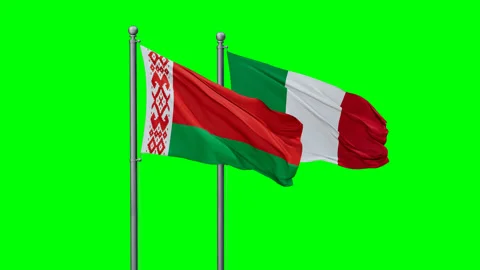 Italy and Belarus two flags Stock Footage 292789607