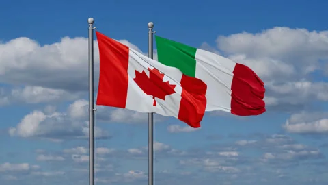 Italy and Canada two flags Stock Footage 279323293