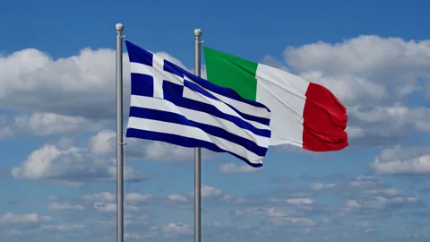 Italy and Greece two flags Stock Footage 281641733