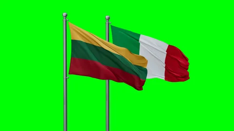 Italy and Lithuania two flags Stock Footage 292814306