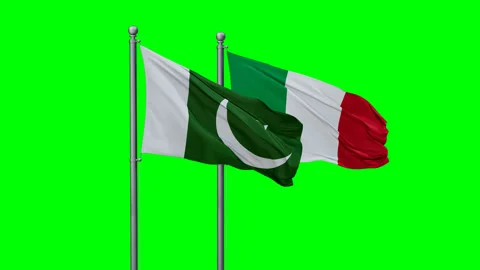 Italy and Pakistan two flags Stock Footage 290421396
