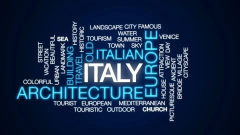 Italy animated word cloud, text design animation. Stock Footage 75375916