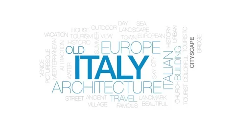 Italy animated word cloud, text design animation. Kinetic typography. Stock Footage 75497383