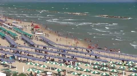 Italy - beach with parasol Stock Footage 11884447
