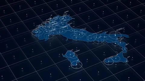 Italy blue map big data visualization. Futuristic map infographic. Information 库存插图