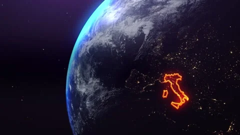 Italy border outline from space Stock Footage 195691585