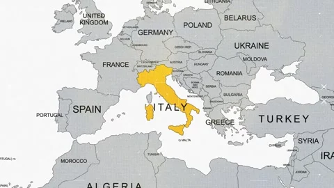 Italy Breaking News Map Vídeos de archivo 291398738