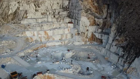 Italy - Carrara - Marble quarry from drone - Drone Aerial Stock Footage