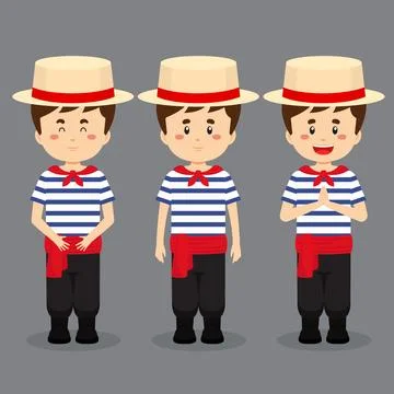 Italy Character with Various Expression Stock Illustration