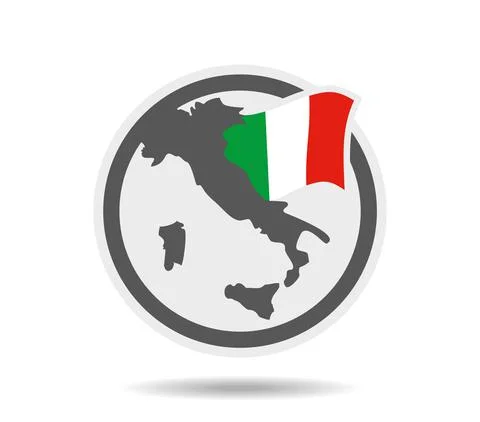 Italy in a circle logo. Both shape and flag Stock Illustration