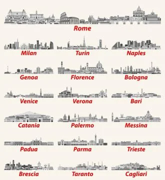 Italy cities cities skylines vector illustration Stock Illustration
