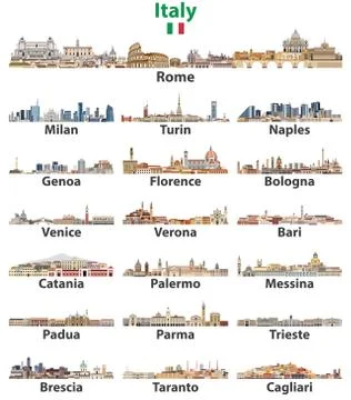 Italy cities cities skylines vector illustration Illustrazione stock