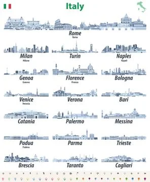 Italy cities cities skylines vector illustration Illustrazione stock