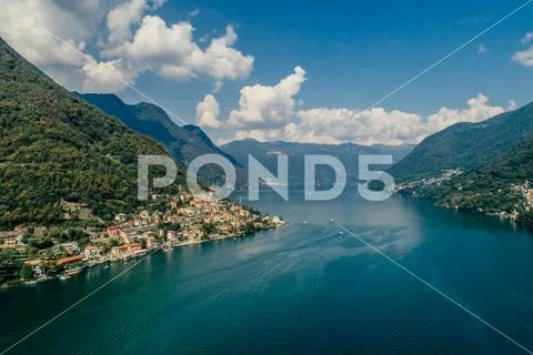 Italy Como Lake drone Air drone summer photo Stock Photos