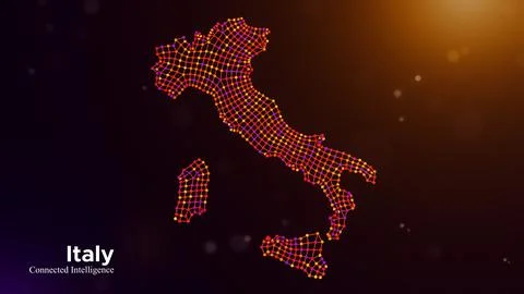 Italy Connected Intelligence Technology Network Map Presentation Concept Stock Illustration