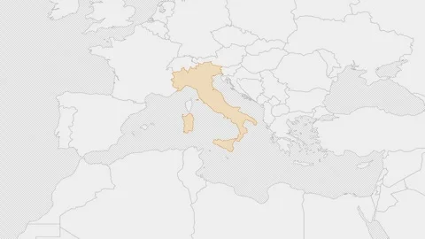 Italy country map on the world map. Stock Footage 289837037