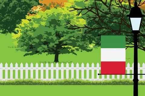 Italy Day Trees Lamp Vector Illustration Stock Illustration