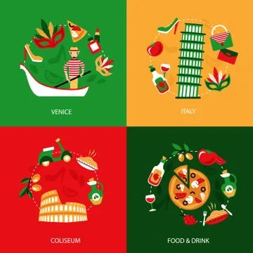 Italy decorative set Stock Illustration