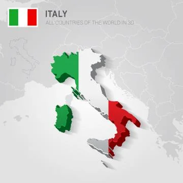 Italy drawn on gray map. Stock Illustration