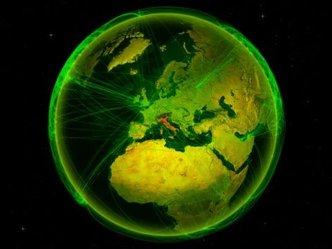 Italy on Earth with network Stock Illustration