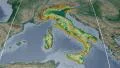 Italy extruded. Bumps shaded. Graticule. 4k or 4k+ Resolution