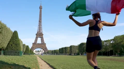 Italy flag and Eiffel tower Stock Footage 249202169