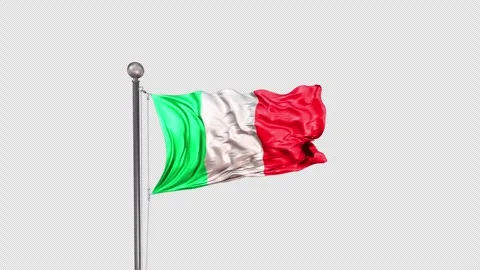 Italy Flag  Animation Loop Include Alpha 3D Rendering Stock-Footage 312076444