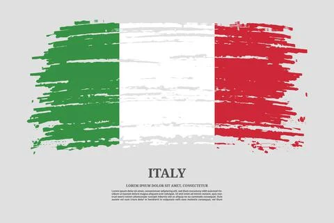 Italy flag with brush stroke effect and information text poster, vector Illustrazione stock