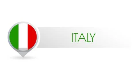 Italy flag. Circle flag button in the map marker shape. Italian country icon Stock Illustration