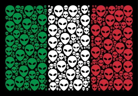 Italy Flag Collage of Alien Face Items 스톡 일러스트