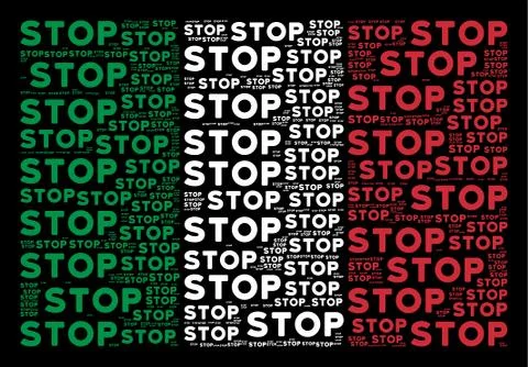 Italy Flag Collage of STOP Text Items 库存插图