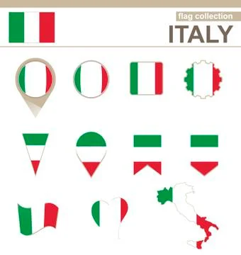 Italy Flag Collection Stock Illustration