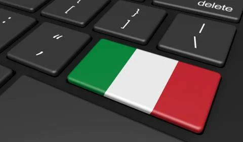 Italy Flag Computer Button Key Stock Illustration