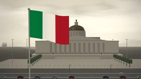 Italy Flag Flying Over Courthouse Colonnade And Dome seamless loop Vídeos de archivo 344782001