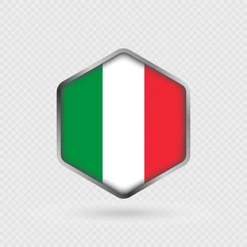 Italy Flag Icon in Hexagon Shape. Stock Illustration