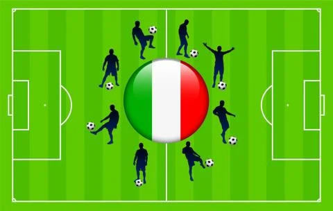 Italy Flag Icon Internet Button with Soccer Match Stock Illustration
