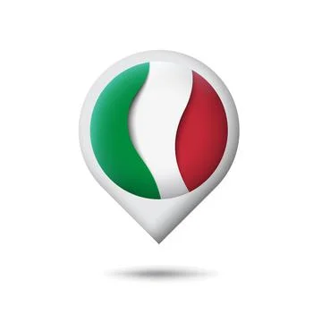 Italy flag icon in the shape of pointer, map marker. Vector symbol, icon Stock Illustration