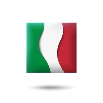 Italy flag icon in shape of square. Abstract waving italy flag. Italian tricolor Stock Illustration