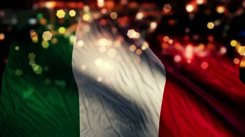 Italy Flag Light Night Bokeh Abstract Loop Animation 4K Stock Footage 47609824