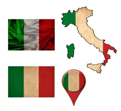 Italy flag, map and map pointers イラスト素材