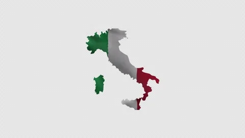 Italy Flag Map Waving in the Wind on Transparent Background Seamless Loop Stockbeeldmateriaal 338268709