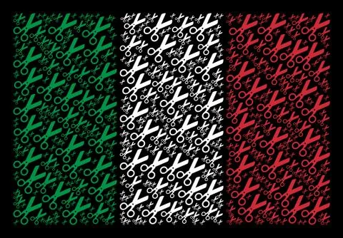 Italy Flag Mosaic of Scissors Items Stock Illustration