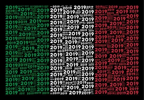 Italy Flag Pattern of 2019 Year Text Icons Stock Illustration
