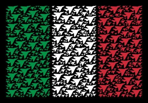 Italy Flag Pattern of Airplane Intercepter Items Stock Illustration